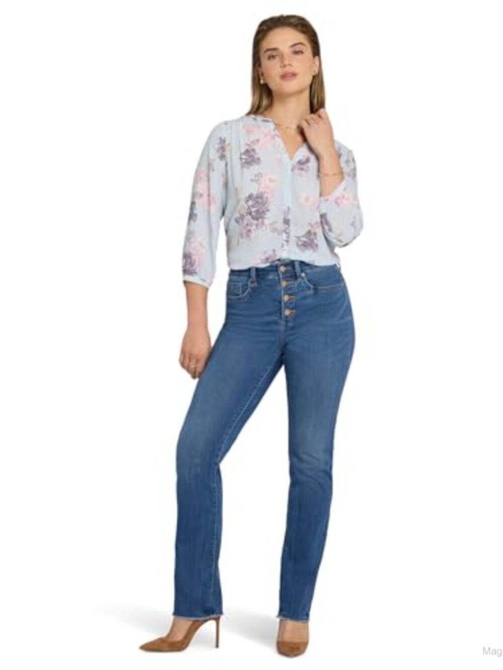 Marilyn Straight Fray Hem Jeans High Rise Stretch Denim